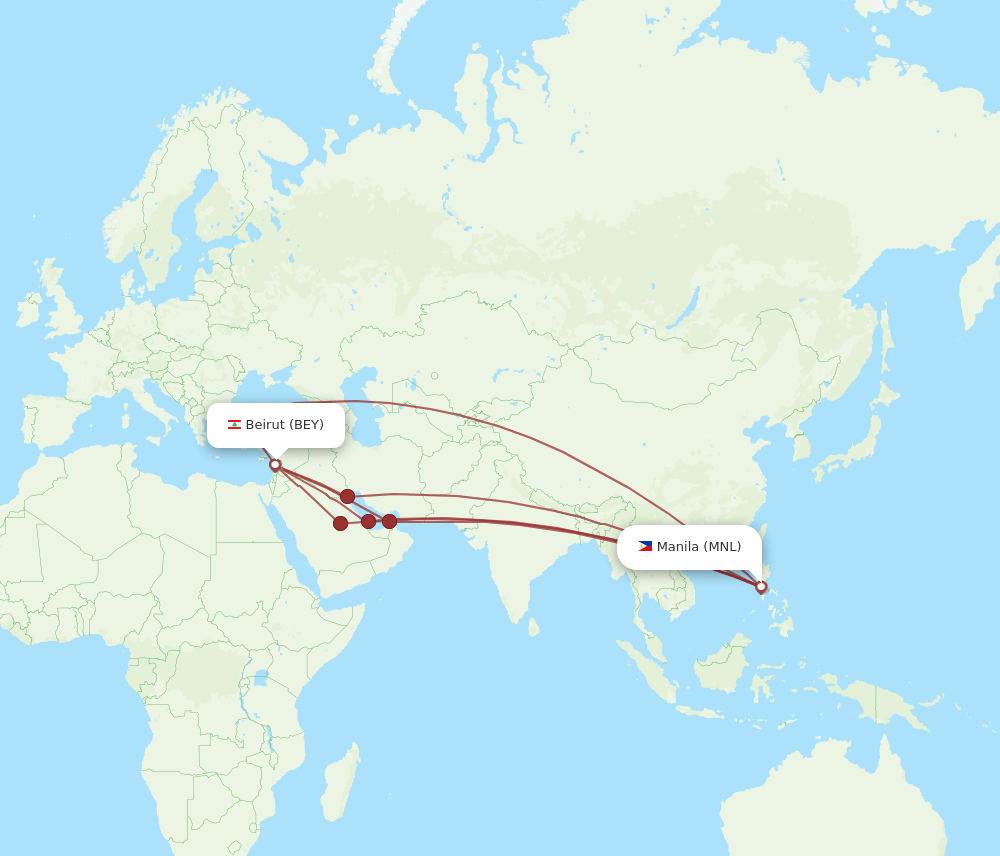 BEY-MNL flight routes