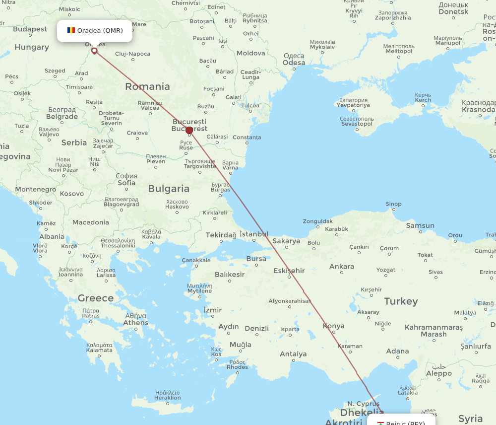 BEY-OMR flight routes