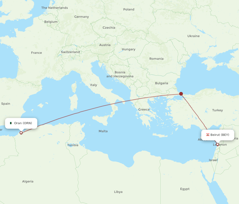 BEY-ORN flight routes