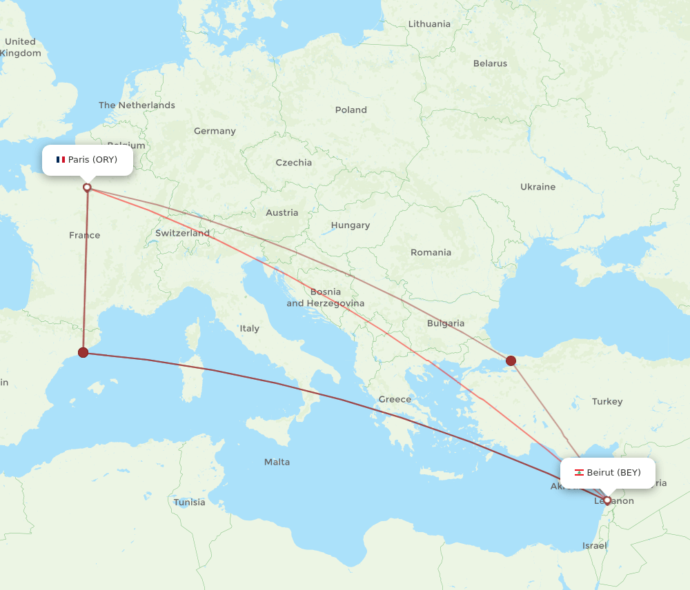 BEY-ORY flight routes