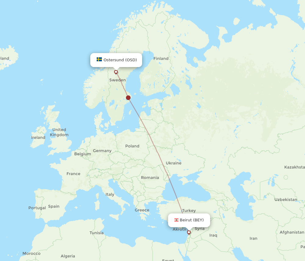 BEY-OSD flight routes