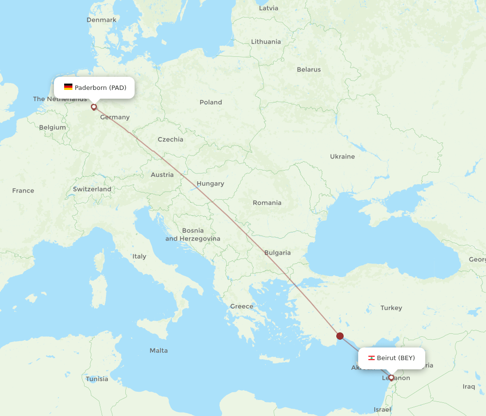 BEY-PAD flight routes