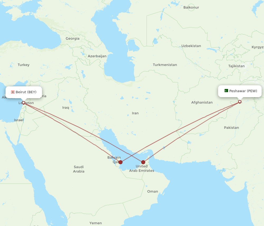 BEY-PEW flight routes