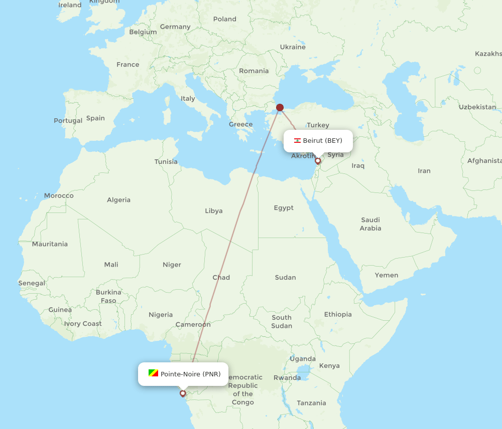 BEY-PNR flight routes