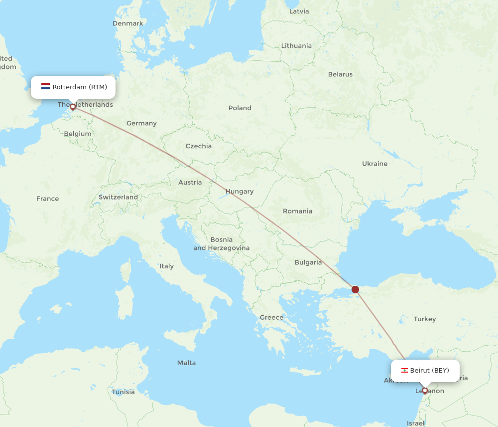 BEY-RTM flight routes
