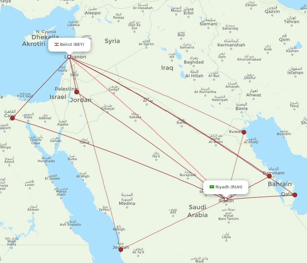 BEY-RUH flight routes