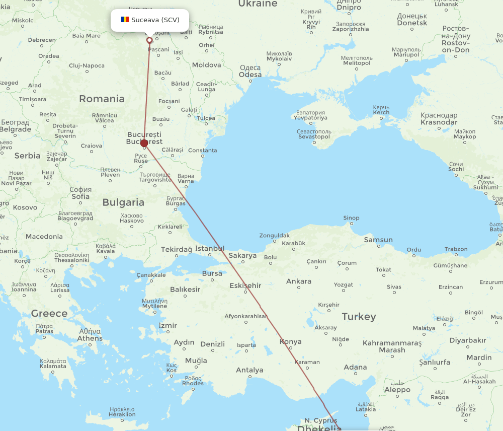 BEY to SCV flights and routes map