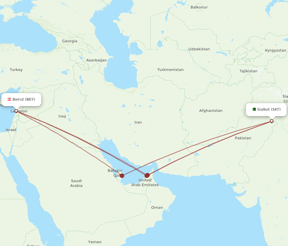 BEY-SKT flight routes
