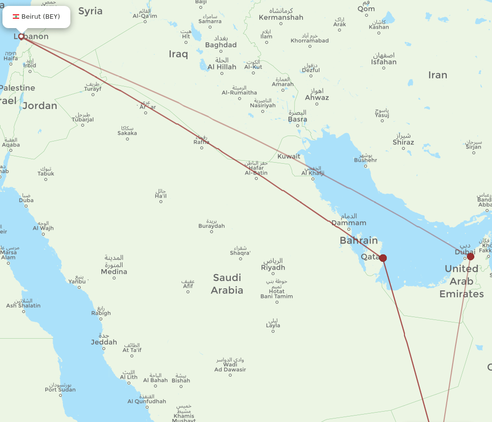 BEY-SLL flight routes