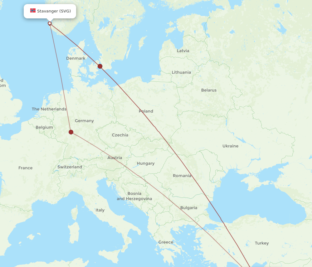 BEY-SVG flight routes