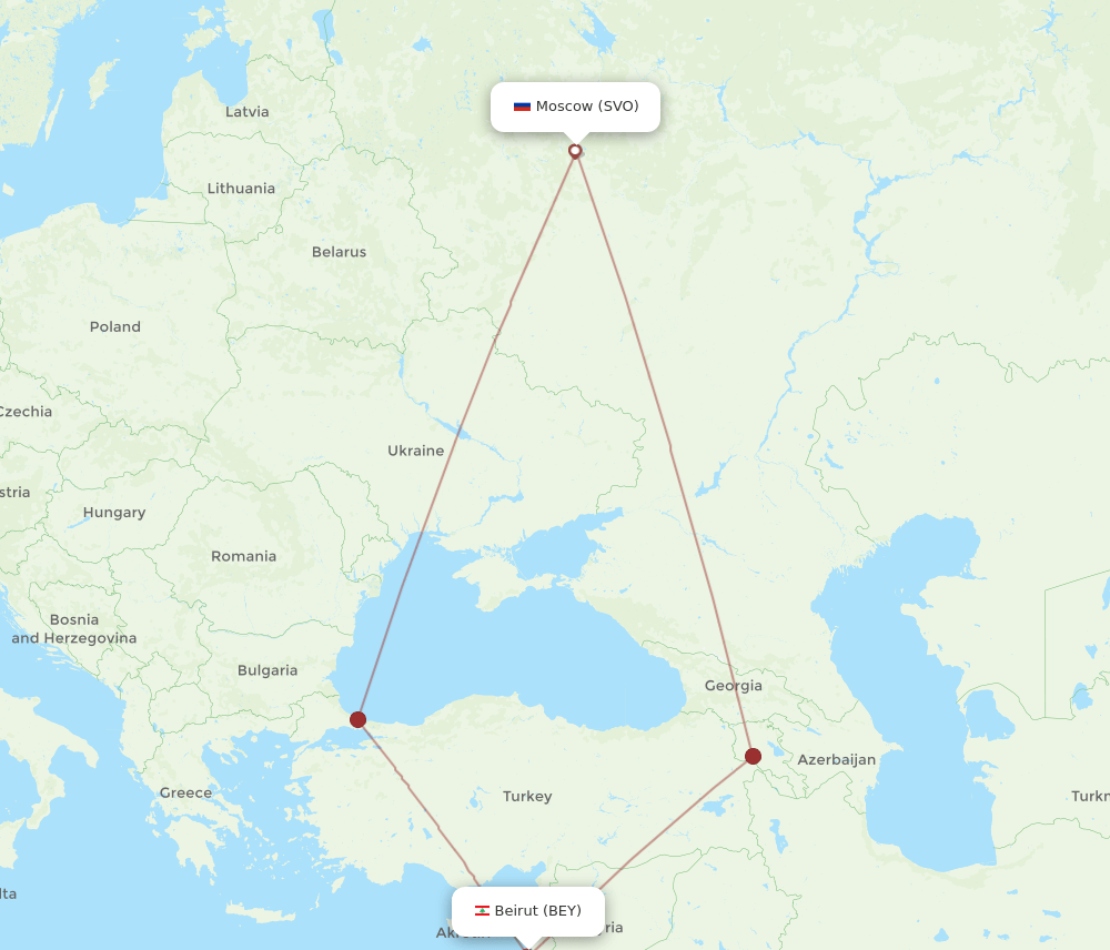 BEY-SVO flight routes