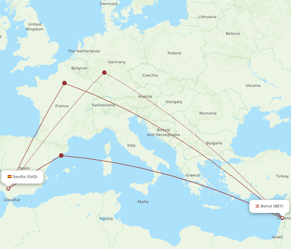 BEY-SVQ flight routes