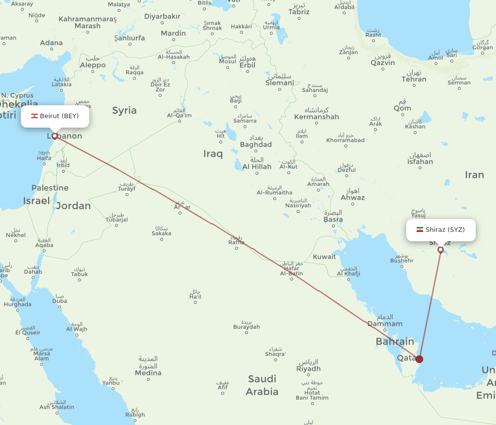 BEY-SYZ flight routes