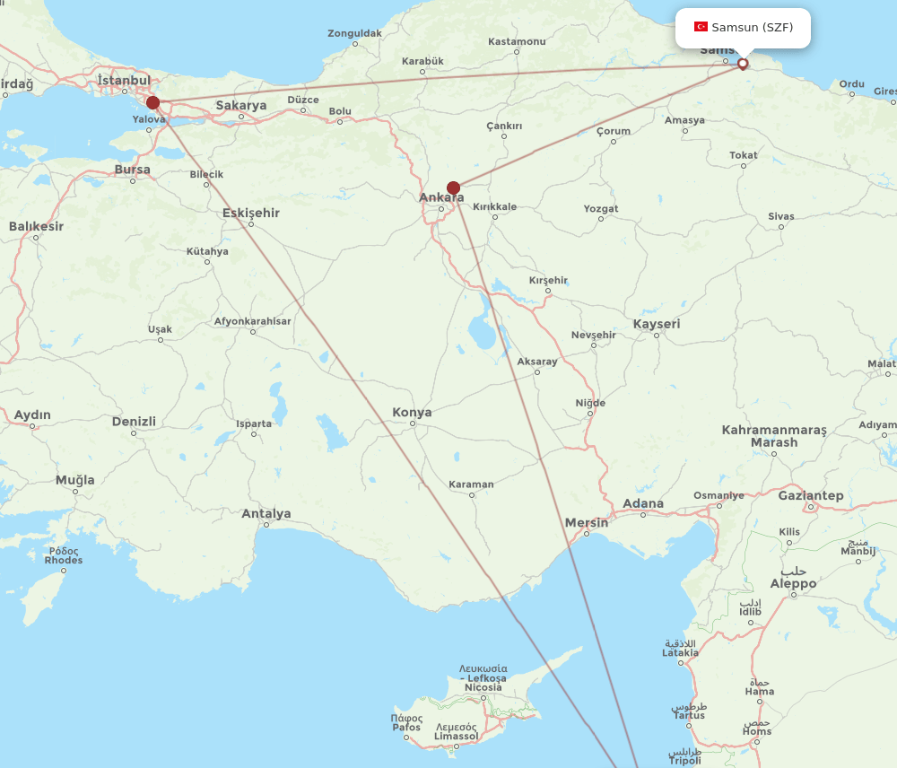 BEY-SZF flight routes