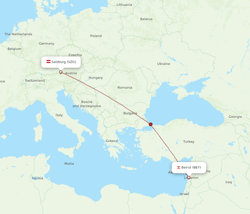 BEY-SZG flight routes