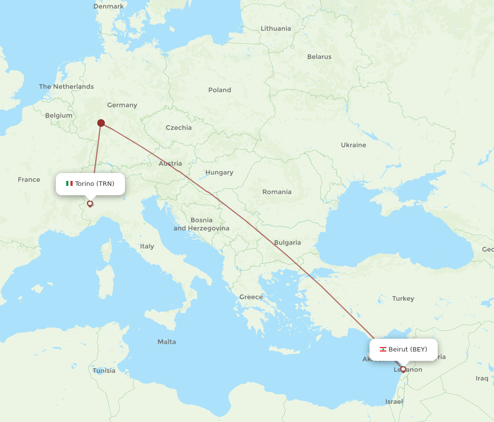BEY-TRN flight routes