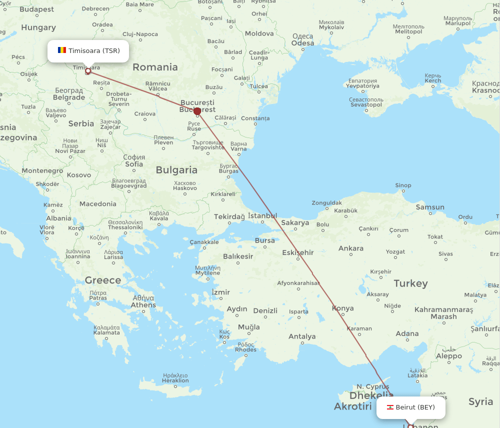 BEY-TSR flight routes