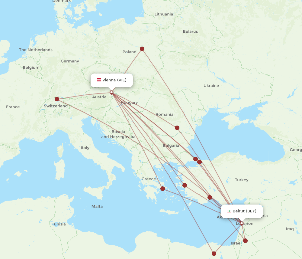 BEY-VIE flight routes