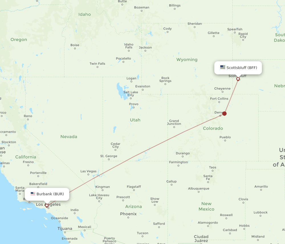 BFF-BUR flight routes