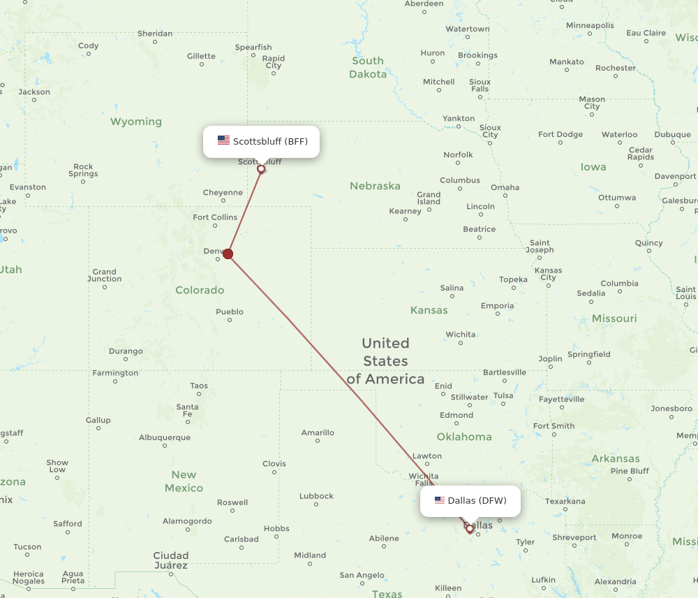 BFF-DFW flight routes