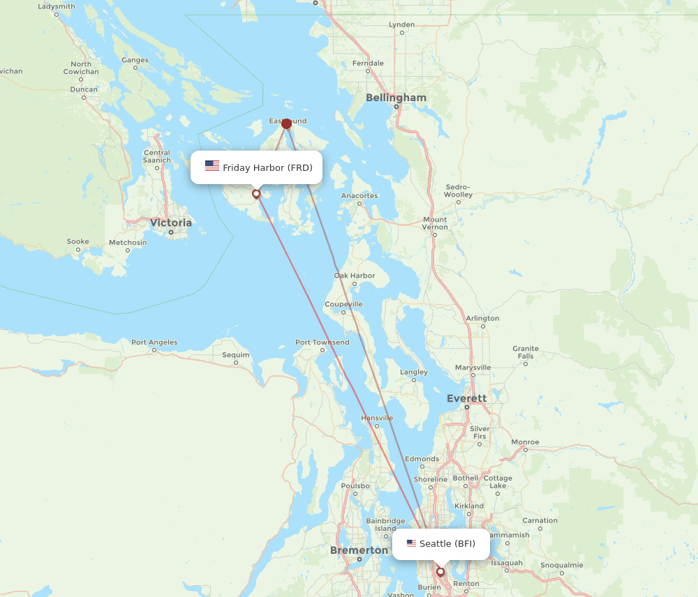 BFI to FRD flights and routes map