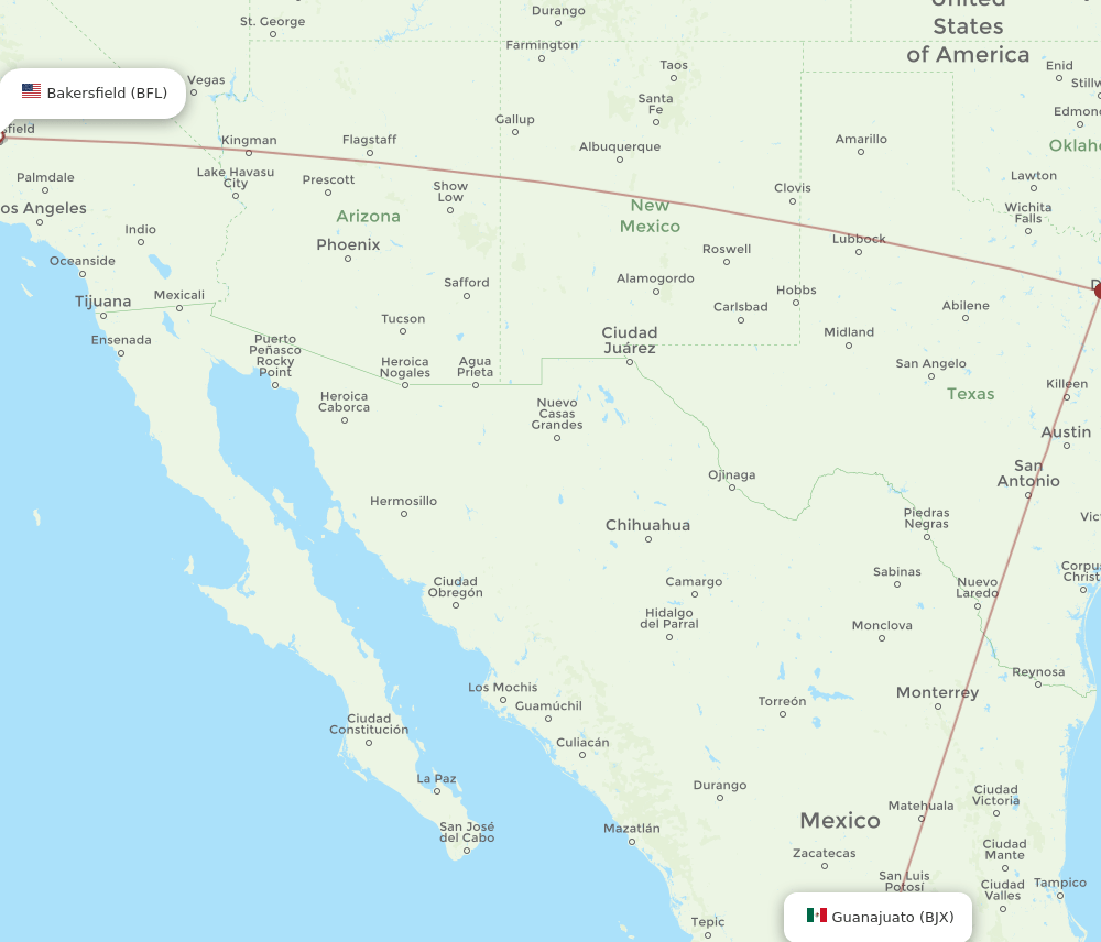 BFL-BJX flight routes