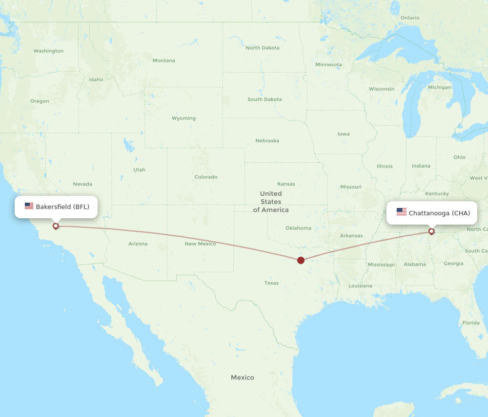BFL to CHA flights and routes map