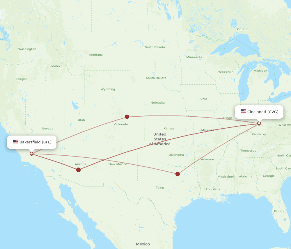 BFL-CVG flight routes