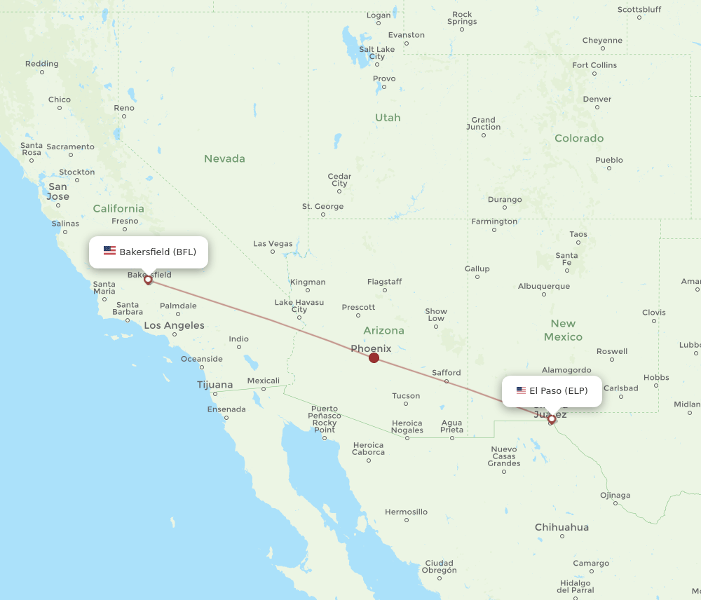 BFL-ELP flight routes