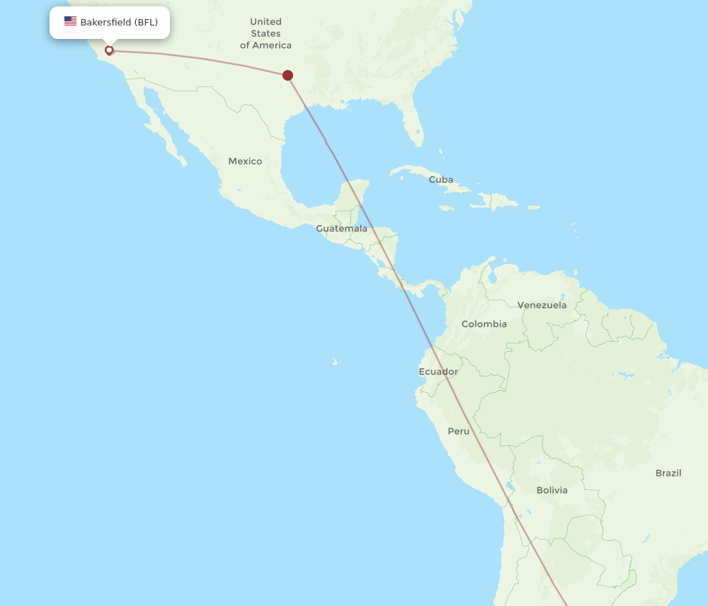 Bakersfield - Buenos Aires route map and flight paths