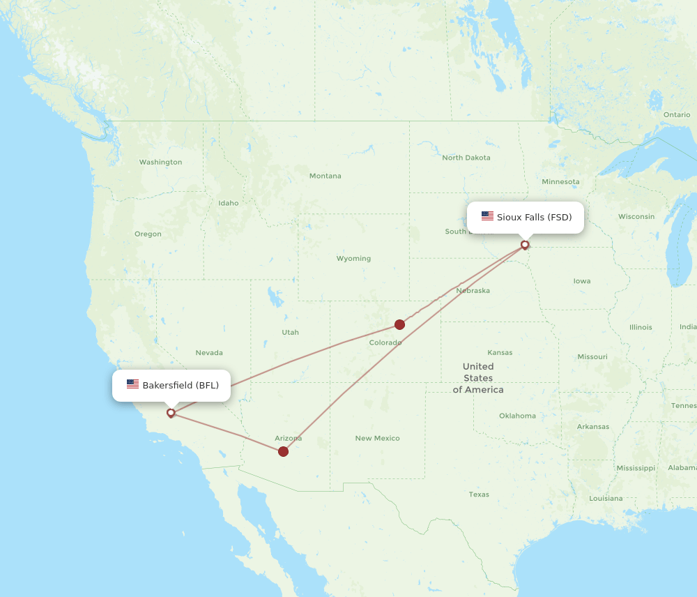 BFL-FSD flight routes