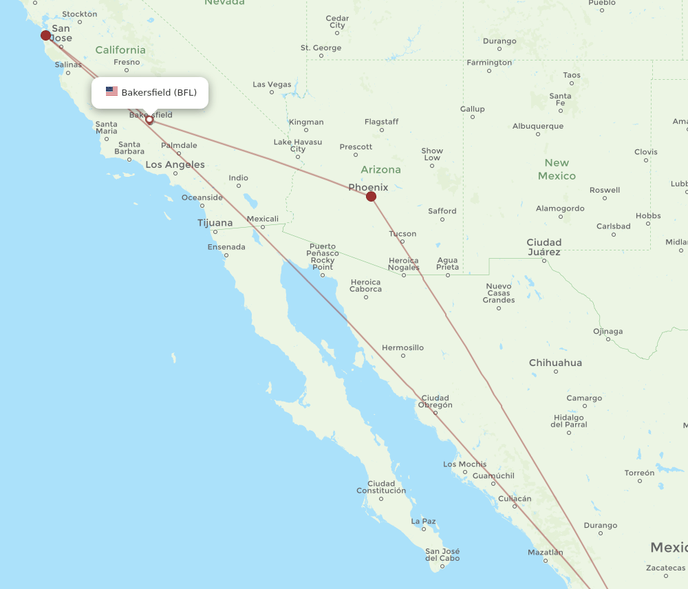 BFL-GDL flight routes
