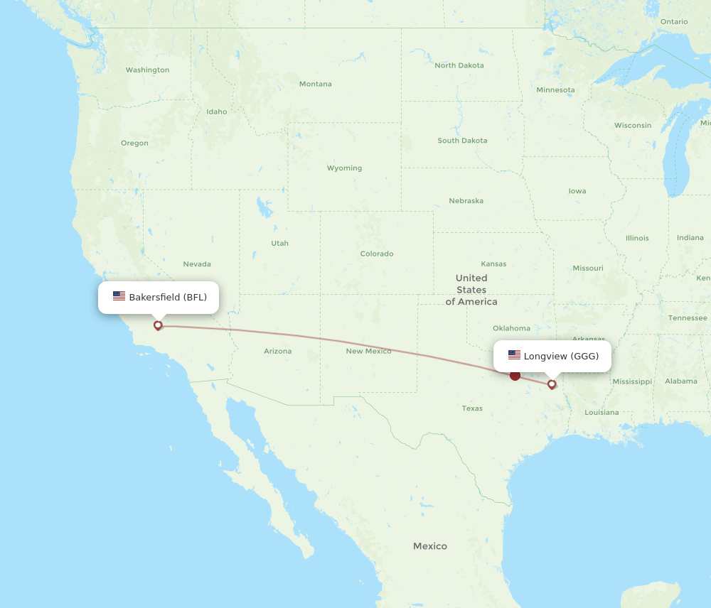 BFL to GGG flights and routes map