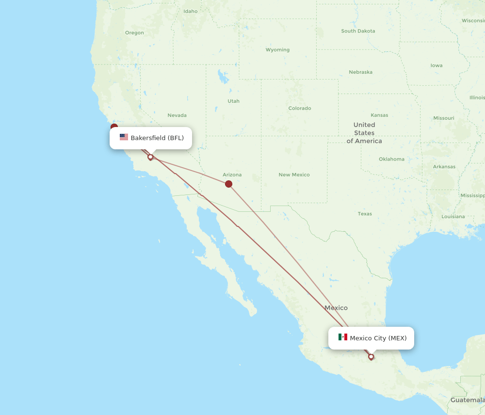 BFL-MEX flight routes