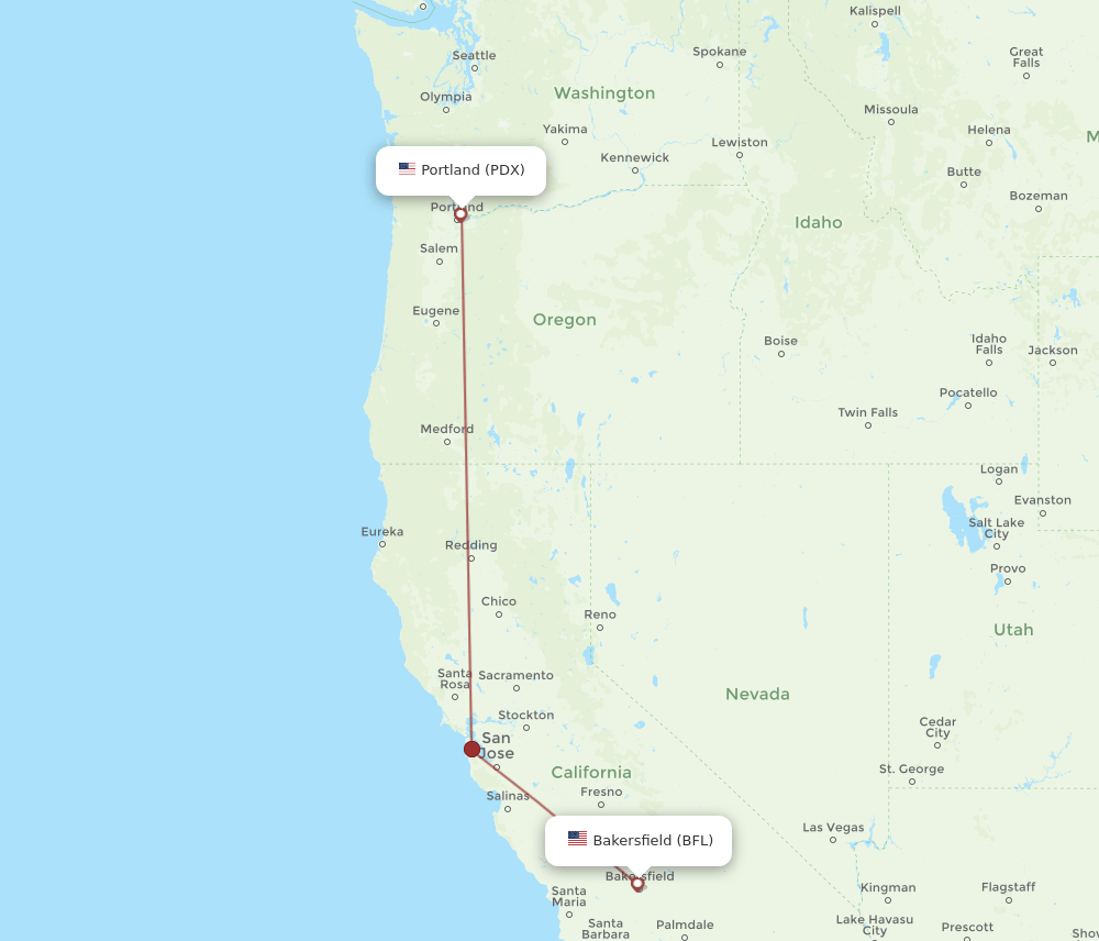 BFL-PDX flight routes