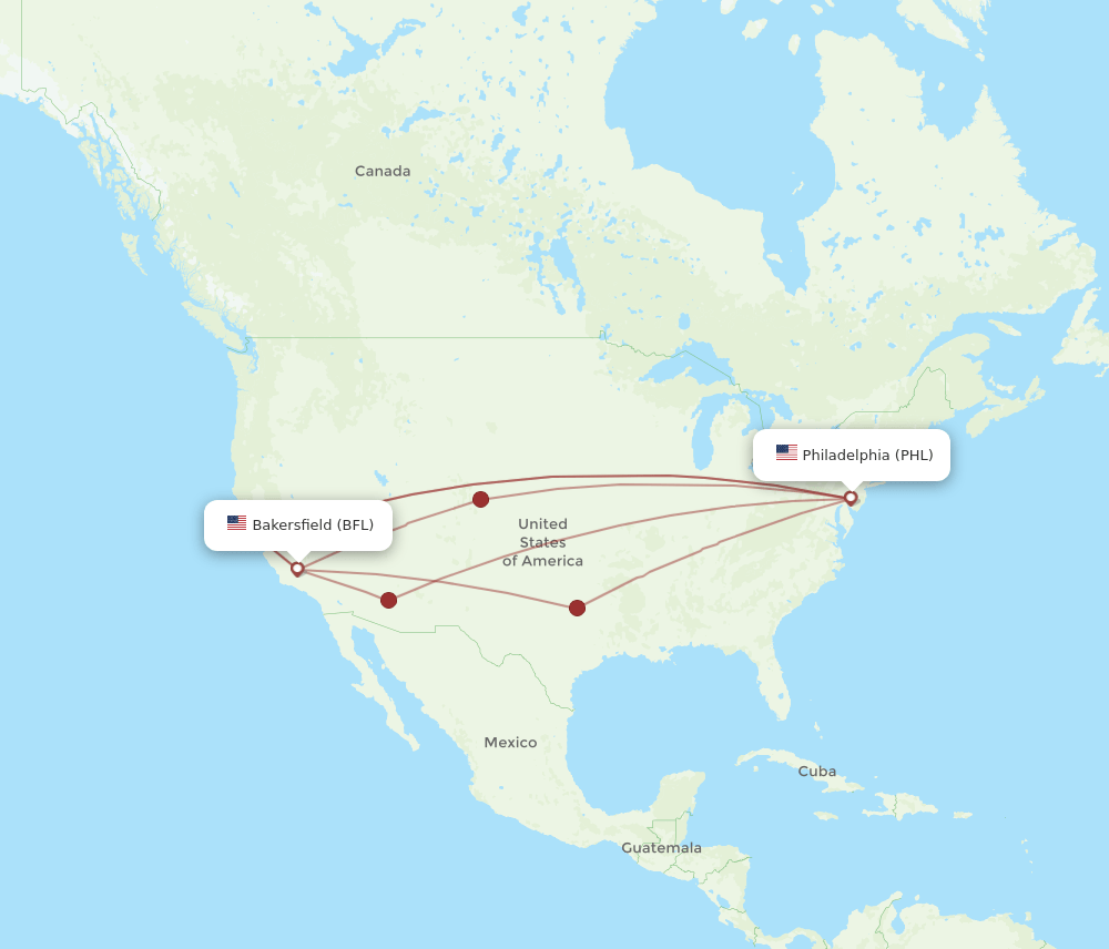 BFL-PHL flight routes