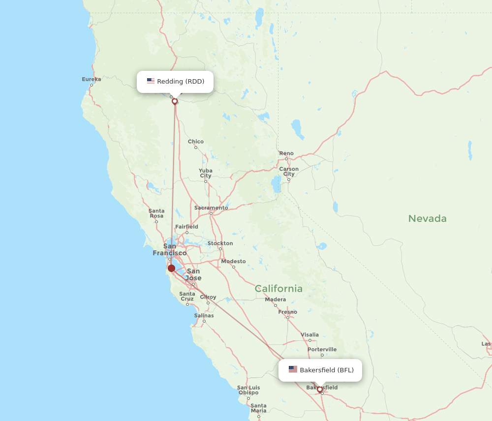 BFL-RDD flight routes