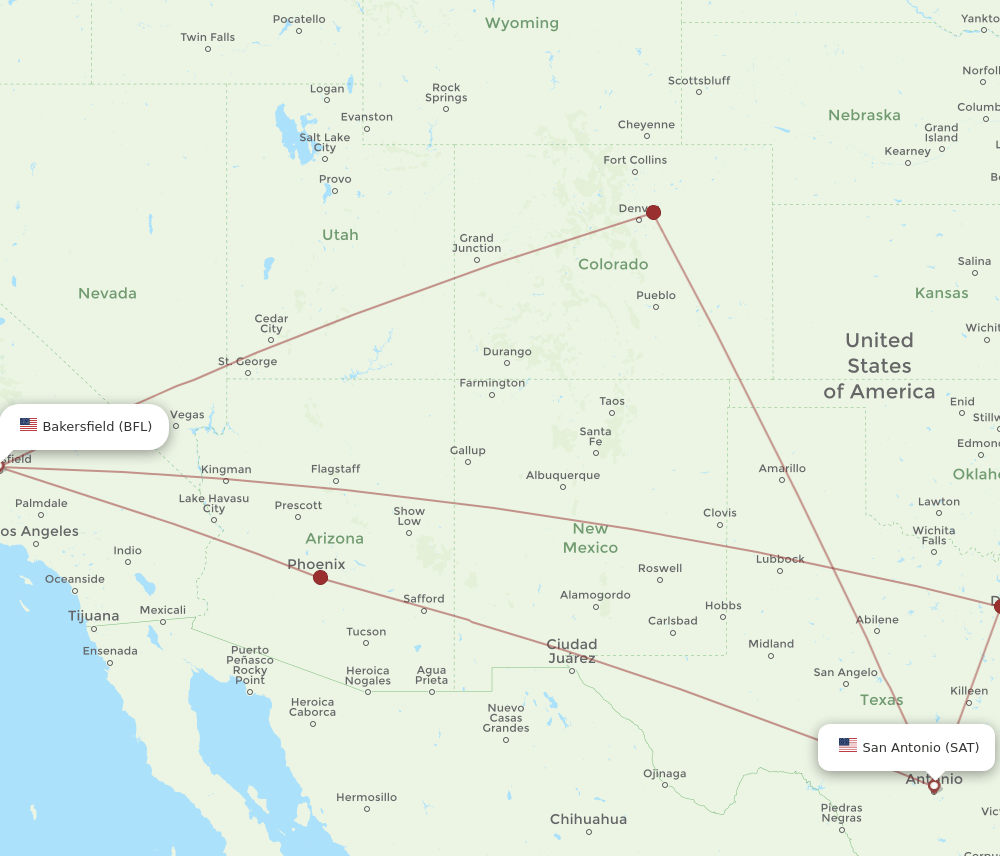 BFL-SAT flight routes