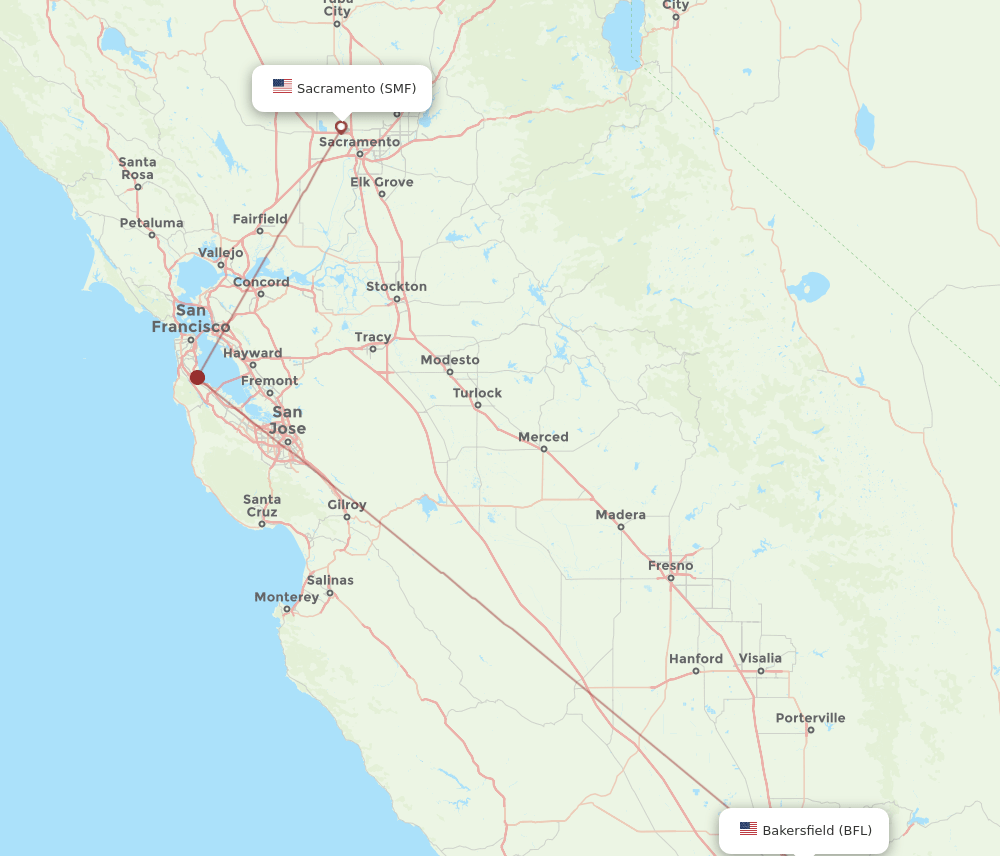BFL-SMF flight routes