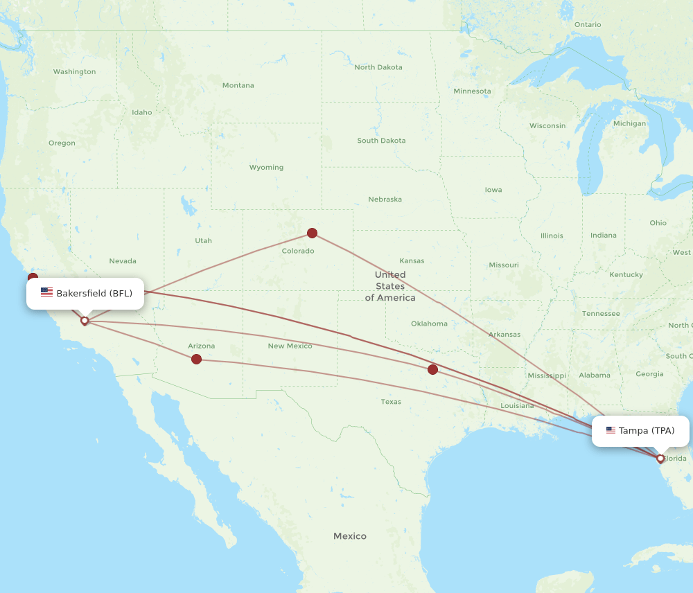 BFL-TPA flight routes