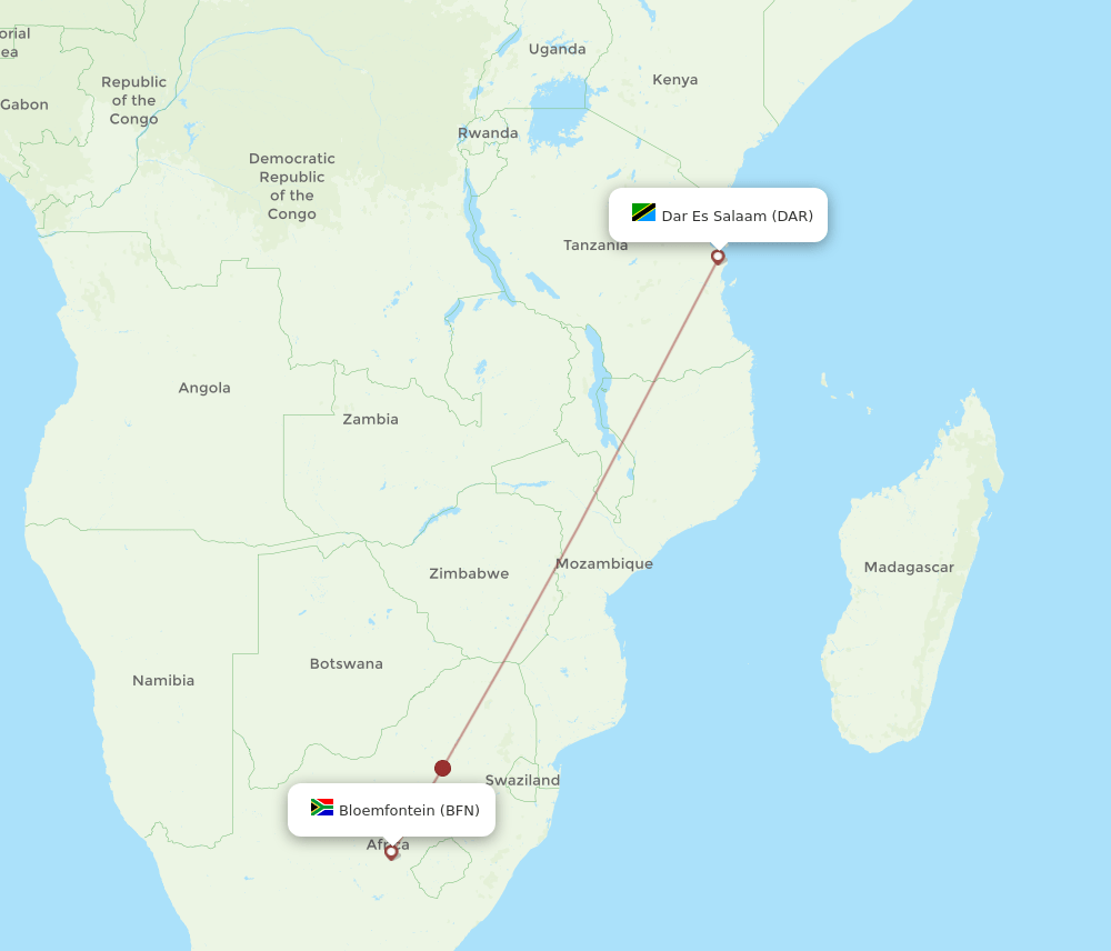 BFN-DAR flight routes