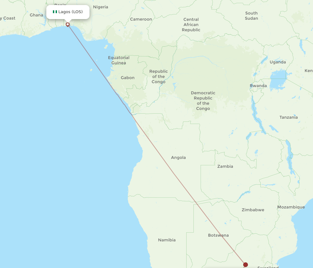BFN-LOS flight routes
