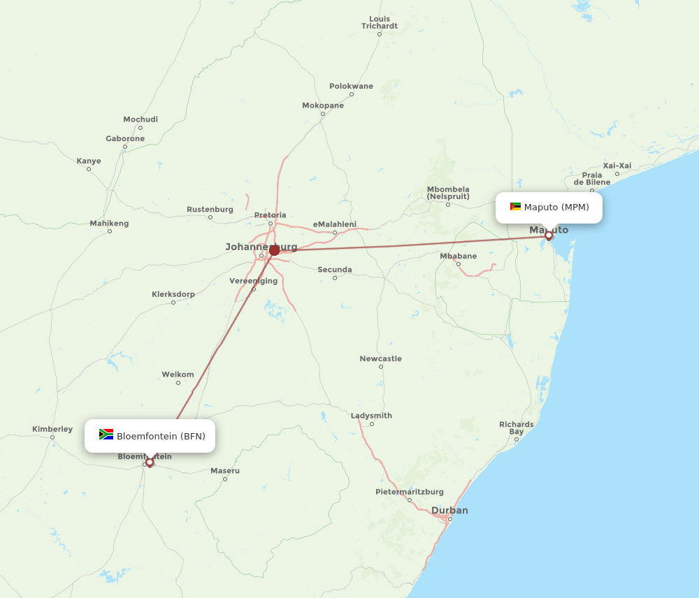 BFN-MPM flight routes