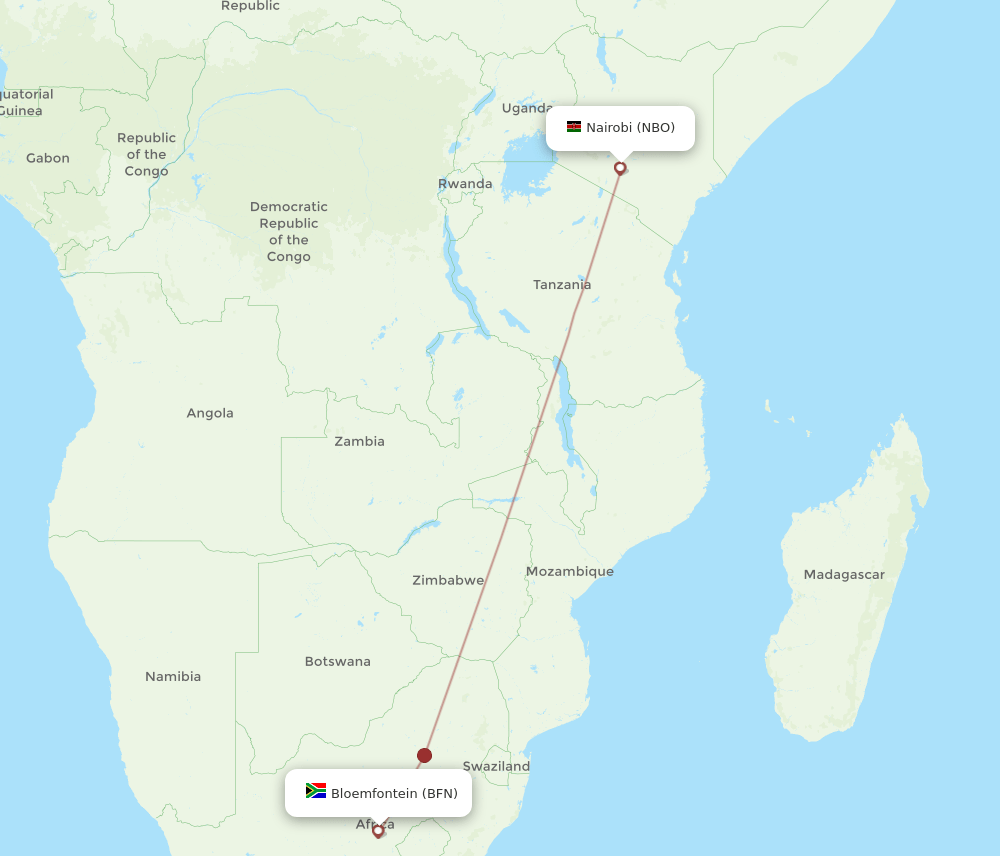 BFN-NBO flight routes