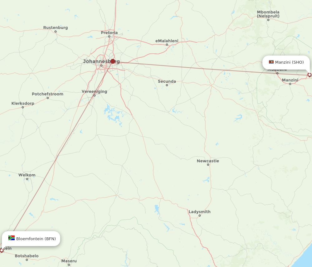 BFN-SHO flight routes