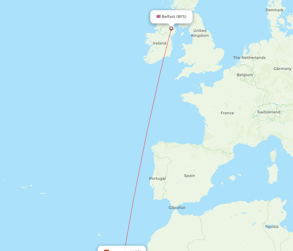 BFS to ACE flights and routes map