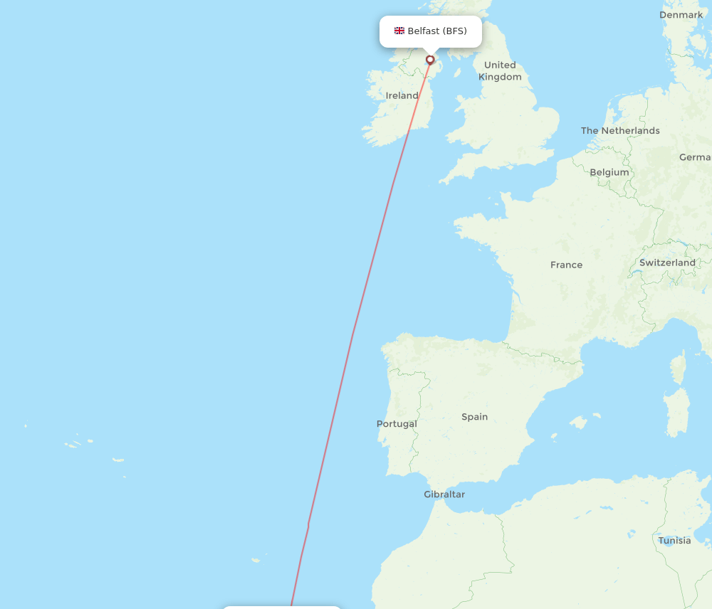 BFS to LPA flights and routes map