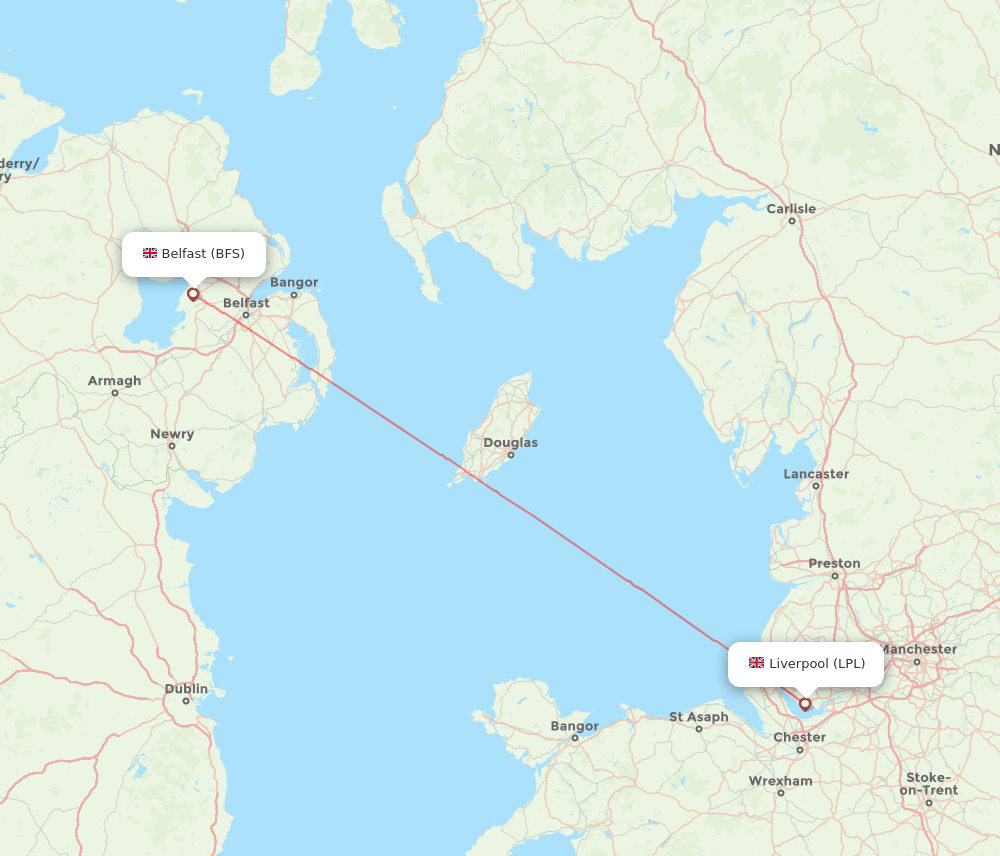 BFS to LPL flights and routes map