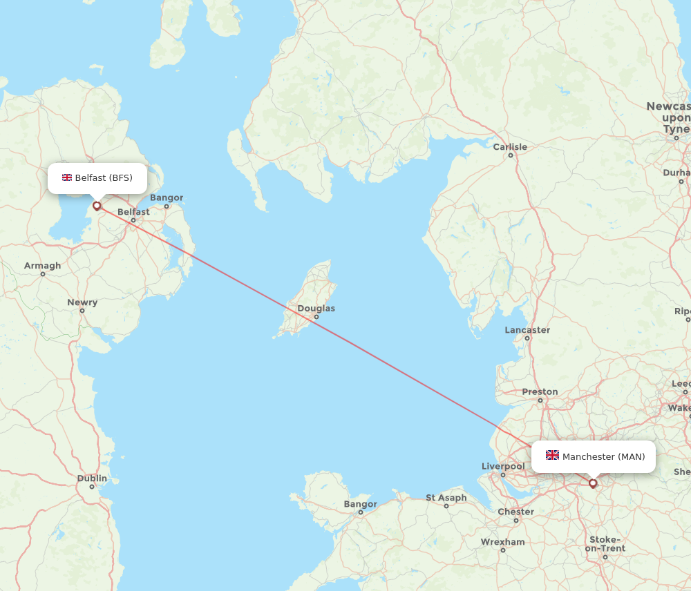 BFS to MAN flights and routes map