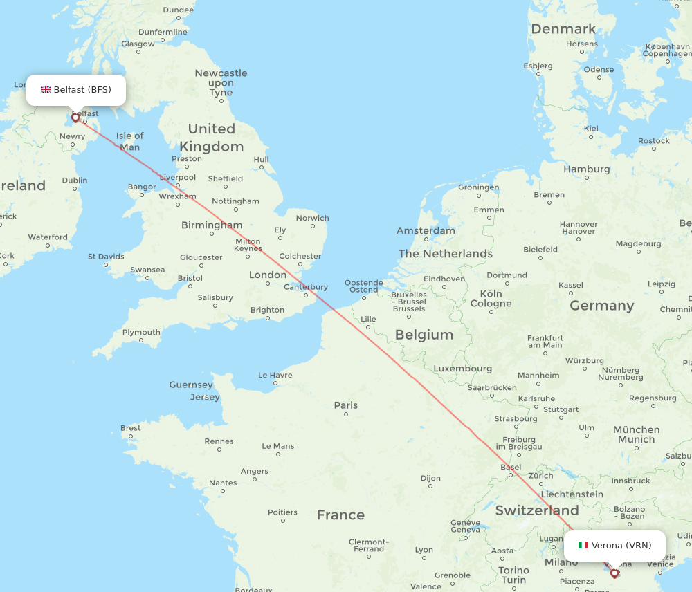 BFS to VRN flights and routes map